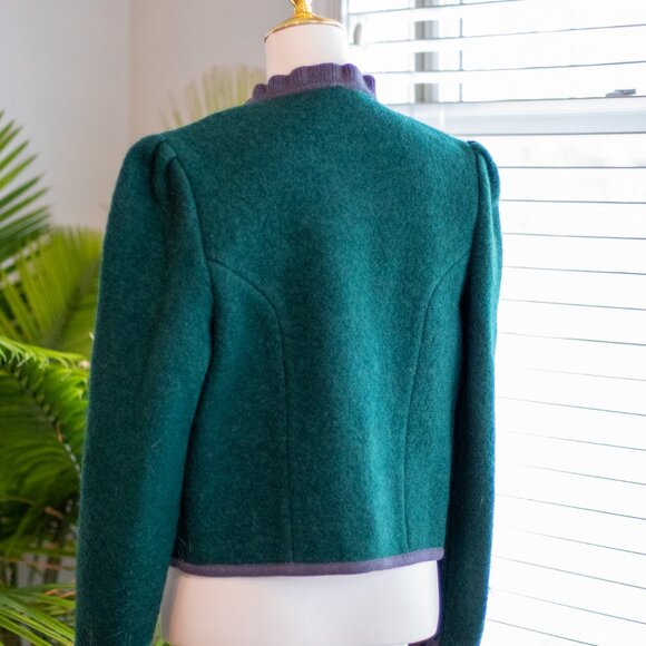 Vintage Kenneth Gordon New Orleans 100% Wool Emerald Green Sweater Jacket Size L - Picture 6 of 16